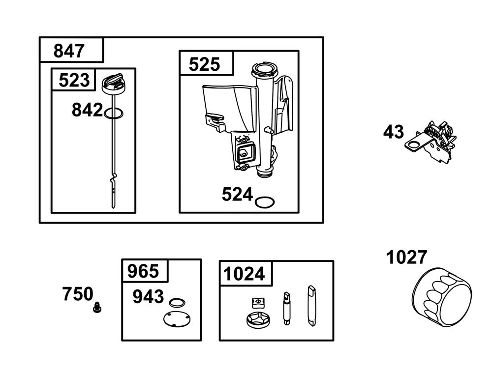 Lubrication Group Diagram and Parts List for 31R977-0030-B5 200000 - 399999 Briggs and Stratton Engine